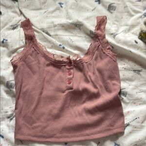 SHEIN Pink Crop Buttoned Camisole